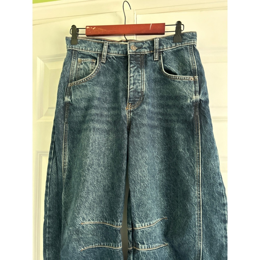 Free People We The Free Good Luck Barrel Jeans Mid Wash Denim Blue Size 25 - Picture 4 of 7